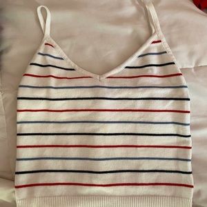 red white and blue striped tank top